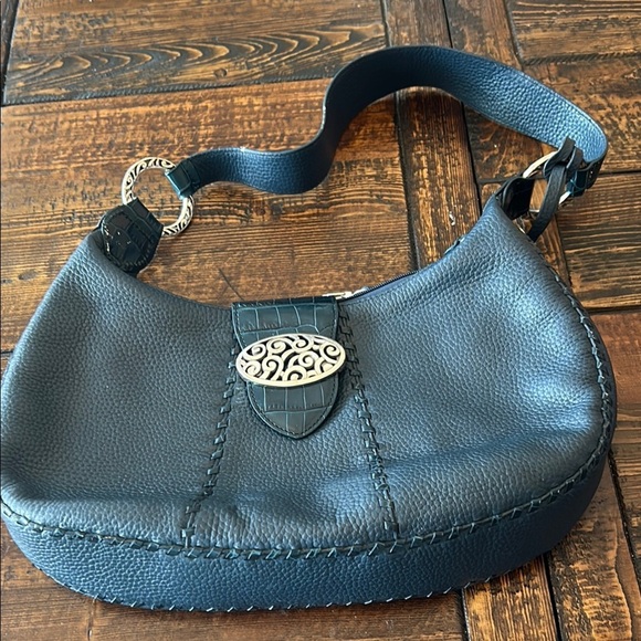 Brighton Blue Hobo Bag with Crescent Shape and Silver Detail - Picture 1 of 15